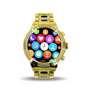 PunnkFunnk Gen 15 Smart Watch 7 Days Battery Life, Fitness, Calls & Notifications Smartwatch (Golden Strap, for Occasional Wear Amoled Display Watch)