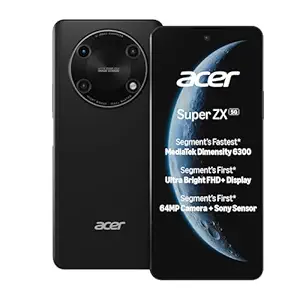 Acer Super ZX 5G (Carbon Black, 4GB RAM, 128GB Storage) | 120 Hz FHD+ Display | 5000 mAh Ultra-Thin Battery | Dimensity 6300 5G Processor | Sony 64MP AI Camera