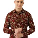 Thomas Scott Men's | Printed | Full Sleeve | Slim Fit | 100% Cotton | Double Flap Pocket | Spread Collar | Casual Shirt