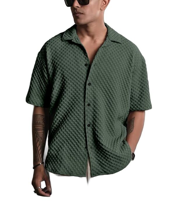 NexaFlair Casual Shirt for Men|| Shirt for Men|| Men Stylish Shirt||Button Down Shirts Half Sleeve Bubble Fashion Textured Shirt