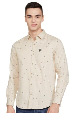 The Indian Garage Co Men Cotton Regular Fit Printed Full Sleeves Cutaway Collar Casual Shirt