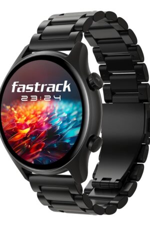 Fastrack Astor FR2 Pro 1.43" AMOLED Stainless Steel Smart Watch with SpO2, Heart Rate, BT Calling, Adaptive AOD, Functional Crown, AI Voice Assistant – Smartwatch for Stylish Professionals (Black)