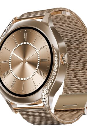 boAt Enigma Gem Women's Luxury Smart Watch w/ 1.19” (3.02cm) AMOLED Display, Emergency SOS Live Location Sharing, Watch Face Studio, QR Tray, BT Calling, 700+ Active Mode, HR & SpO2 (Rose Gold)